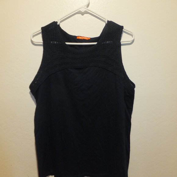 Joe Fresh + Women's L Navy Tank Blouse with Crochet Detail GUC - Picture 4 of 11